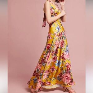 Yellow Floral Maxi Dress by Nicole Miller